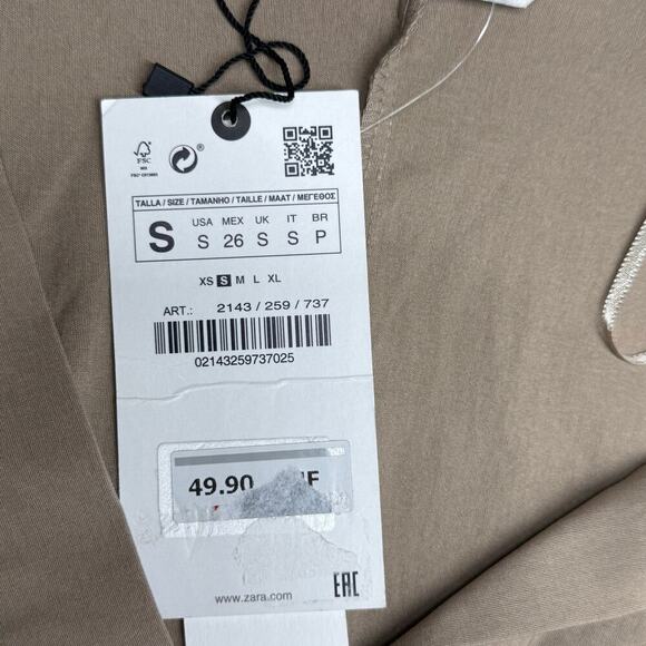 NWT | Zara | Asymmetrical Twist Front Blouse | Taupe | Size S - Picture 13 of 14